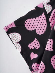 Betty Boop x SHEIN Plus Size Cartoon Polka Dot Heart Print Nightgown - Black - View 5
