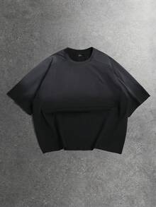 STYNVO 男士純色圓領休閒百搭日常穿著T恤 - 黑色 - 查看 3