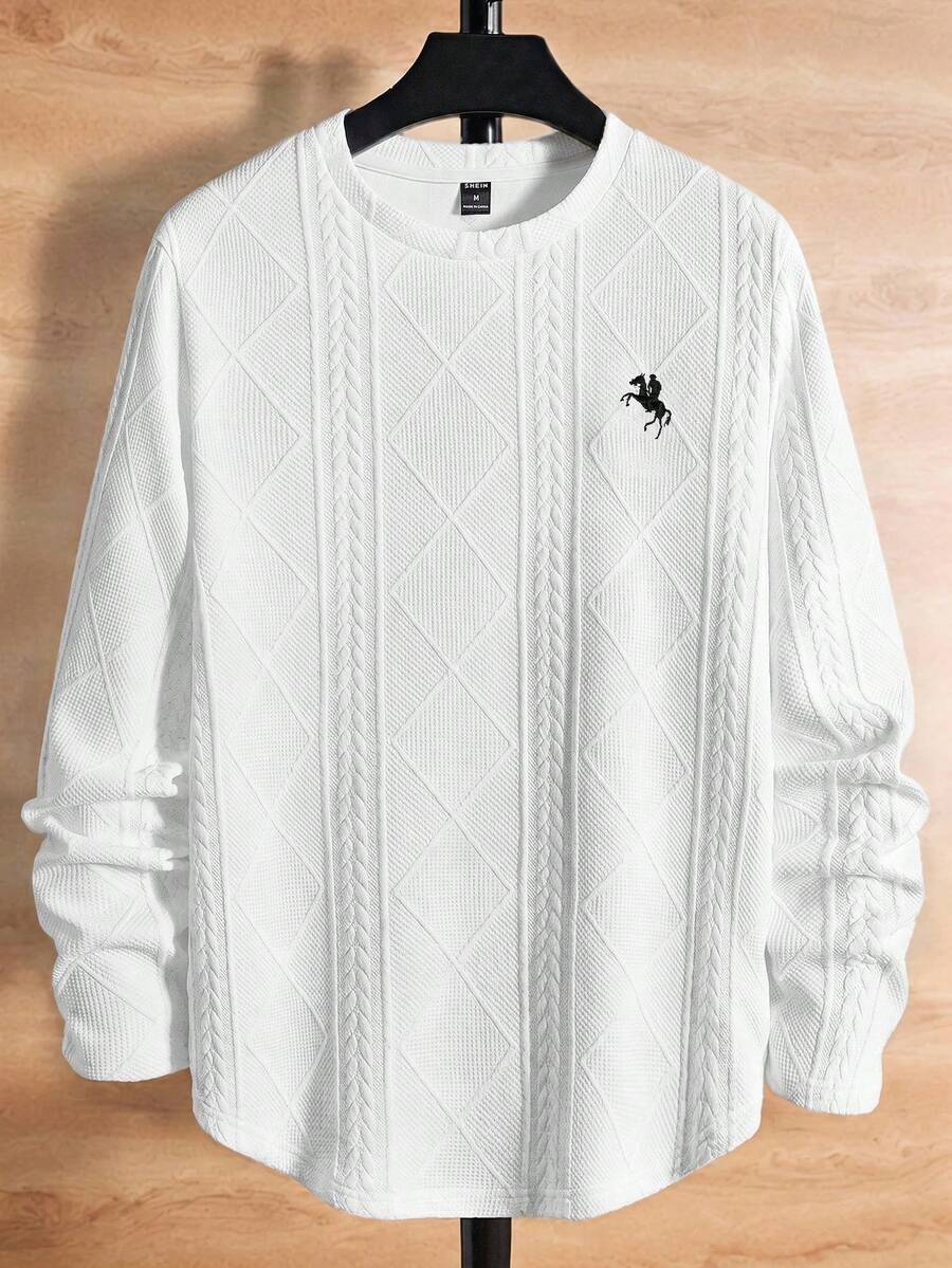 EASEVO Men's Plus Size Casual Versatile T-Shirt For Spring And Autumn - White - View 1