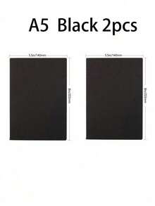 Cuaderno de cartulina negra A5, diario en blanco minimalista para escribir, tomar notas escolares y uso de oficina - Negro - Ver 13