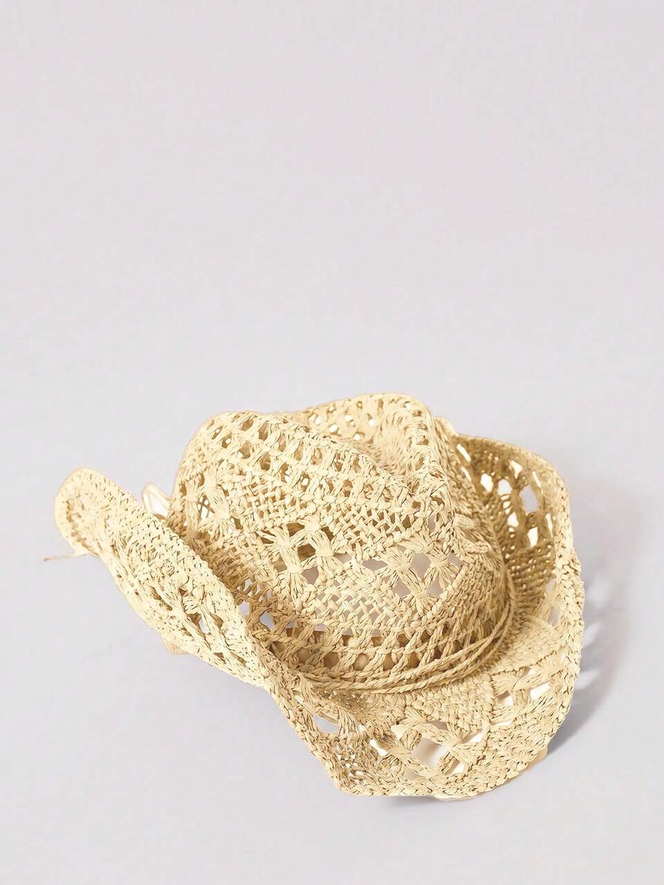 1 Cappello di paglia intrecciato a mano alla moda e bello, con design traforato, per protezione solare, viaggi quotidiani, decorazione per vacanze al mare, cappello di paglia da donna