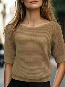 Balvessa Damen Grobstrick Pullover mit Cut-outs, locker geschnitten, , Drop-Shoulder, verkürzter Länge - Kaffeebraun - Übersicht 7