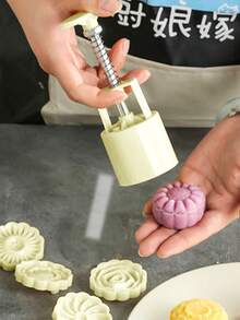 Hand Pressed Mooncake Mold Set ABS Mid Autumn Festival, Mung Bean Cake, DIY Dessert - Beige - View 6