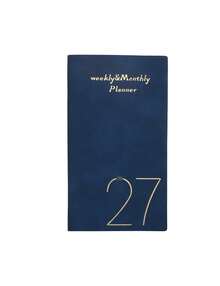 1 Stück 2027 Englischer Wochenplaner Notizbuch 3,94*6,89 Zoll wasserdichtes PU-Leder Goldfolien-Cover tragbares Taschen-Terminkalender Mini-Tagesagenda Notizblock für Büro Schule Reisen persönliches Zeitmanagement - Mehrfarbig - Übersicht 6