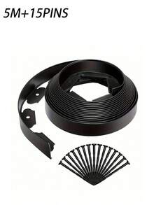 1pc Dig-Free Garden Edging Kit Made Of PE Material, 16.4 Feet Black Landscape Border, 2 Inches In Height, Durable And Easy To Install, Comes With 15 Anchoring Stakes, Suitable For Flower Beds, Tree Rings And Walkways - multicolor - View 6