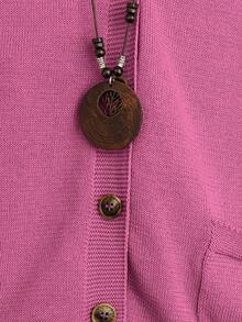 EMERY ROSE Women's Solid Color Single-Breasted Casual Daily Knit Vest - Hot Pink - View 4