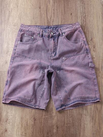 Daypath Men's Loose Fit Pockets Casual Wide Leg Denim Shorts Jorts Baggy Jorts Men Street Hang Out Tropical College