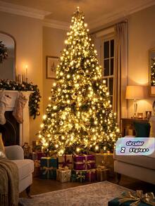 1 PC 200 Warm/Color Light LED Lights With Circular Copper Wire Curtain, USB Powered, 8 Lighting Modes, Suitable For Balcony, Patio, Garden, Wedding, Christmas Tree, Wall, Parties, And Decoration. - multicolor - View 2