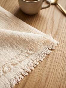 10/30pcs Solid Color Tasseled Linen Napkins 12.6"X12.6" For Wedding, Party, Birthday, Daily Use, Soft Square Shabby Chic Cloth, Decorative, Machine Washable & Reusable - Khaki - View 3