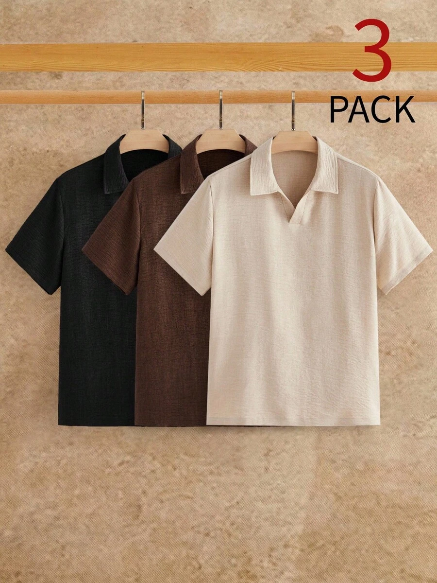 HIMLAND 男士純色休閒通勤短袖 Polo 衫 - 彩色 - 查看 1