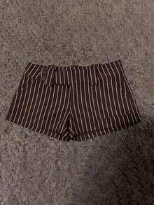 Attitoon Women's Striped Casual Versatile Daily Wear Shorts - Coffee Brown - View 5