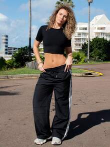 Anna Vacay Women's Fashionable Sports Pants, Suitable For Fall Black - Black - View 5
