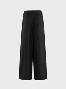 AXEPEAK Men's Solid Color Pleated Wide Leg Pants - Black - View 7