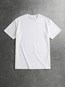 Manfinity EMRG Men's Summer Milk Silk Short Sleeve Letter Embroidered Crew Neck T-Shirt - White - View 5