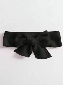 SHEIN Emery Rose Kids 女童秋冬百搭時尚羊毛拼接毛絨領中長版繫帶大衣，保暖內裡羊毛外套，秋冬外套 - 黑色 - 查看 7