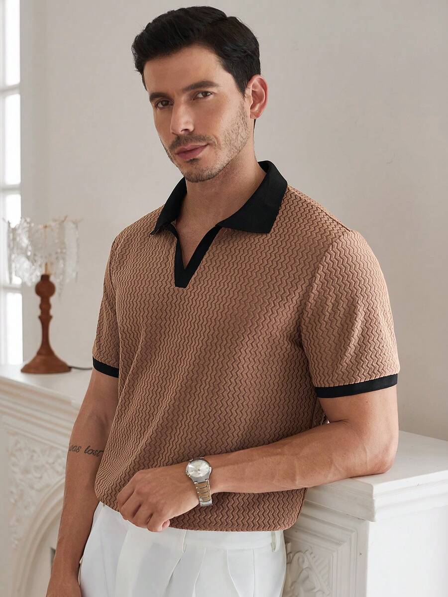 Core Aspect Men's Summer Casual Colorblock Patchwork Polo Shirt - Multicolor - View 1