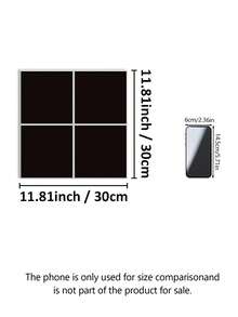 1/12/36pcs Black Square Peel And Stick Tile Stickers – Waterproof Self-Adhesive Backsplash For Kitchen, Bathroom & Laundry Room - 30*30CM - View 4