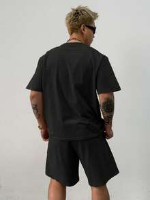 DAZY Conjunto de camisetas negras sólidas para hombre, de verano - Negro - Ver 2