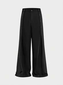 AXEPEAK Pantalones casuales versátiles de unicolor para hombres para ir al trabajo - Negro - Ver 3
