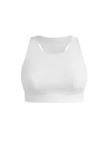 Cheerettes Women's Plus Size Solid Color Racerback Sports Bra Gym White Fall Curve Alternative Modest - White - View 5