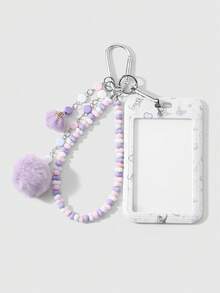 ROMWE Kawaii 1件清新甜美簡約多色樹脂手工串珠骨頭毛球貓咪愛心蝴蝶結卡套DIY鑰匙圈包包吊飾 - 多色-221 - 查看 6