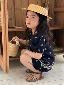 DAZY 女嬰無袖上衣與寬鬆休閒長褲2件套 夏季幼兒 - 藍色 - 查看 5