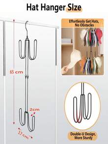 Metal Hat Organizer Hanger, Multi-Layer Baseball Cap Storage Rack, Space Saving Closet Hanging Hook Holder For Caps, Bags, Scarves - Multicolor - View 5
