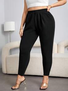 Shapeblank Plus High Waist Plicated Detail Tapered Pants Fall - Black - View 4
