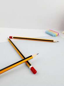 HB Pencils, Yellow Striped Poplar Wood Barrel, 0.7mm Medium Tip, HB Hardness - Ideal For Students And Office Use - A - View 5