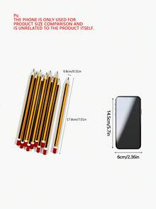 HB Pencils, Yellow Striped Poplar Wood Barrel, 0.7mm Medium Tip, HB Hardness - Ideal For Students And Office Use - A - View 3