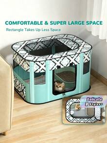 1pc Pet Playpen For Large Dogs, Dog Playpen For Medium Large Dogs/Puppy/Cat/Rabbit/Chick Wit, Cat Playpen Puppy Kitten Playpen Portable Dog Exercise Kennel Indoor Pet Animal Playpen Dog Cat Crate For Outdoor Travel Camping, With Storage Bag - Multicolor - View 2