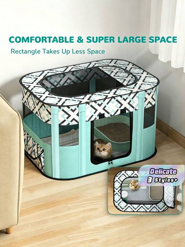 1pc Pet Playpen For Large Dogs, Dog Playpen For Medium Large Dogs/Puppy/Cat/Rabbit/Chick Wit, Cat Playpen Puppy Kitten Playpen Portable Dog Exercise Kennel Indoor Pet Animal Playpen Dog Cat Crate For Outdoor Travel Camping, With Storage Bag