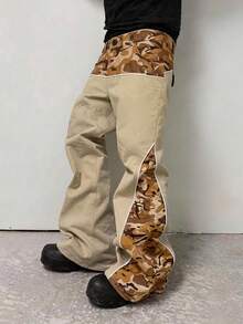 Manfinity Roghcode Style de rue jeune pour hommes, article multifonctionnel INS : pantalon long pour hommes avec design de motif camouflage patchwork divisé, convient pour le port de rue, le quotidien décontracté, les sorties du week-end, les festivals de musique, les fêtes et autres occasions sociales pour les jeunes. Ce pantalon est un article polyvalent essentiel dans la garde-robe des hommes, ce qui en fait un cadeau parfait pour un petit ami ou un mari. - Kaki - Voir 1