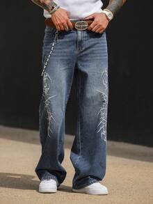 DAZY Autumn Washed Distressed Dark Blue Men's Jeans - Blue - View 6
