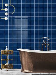 1/12/36pcs Self-Adhesive Navy Blue Square Wall Tiles – Waterproof Oil-Proof Peel And Stick Panels For Kitchen & Shower Walls - 20*20CM - View 6