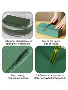 3 Pieces 8.98 * 4.25 * 3.07 Inch Dry Flower Mud Packaging Material Absorbent Sponge Foam Flower Art Moisturizing Base Flower Mud, Valentine'S Day Gift - Green - View 5