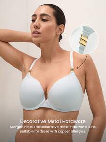 LUVLETTE Plunge Push-Up Blue T-Shirt Basic Breezy Comfort Basic Bra - Medium Wash - View 5