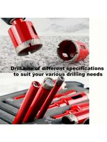 12pcs Multi-Functional Glass & Marble Drill Bit Set, Wet/Dry Use Diamond Hole Opener & Enlarger, Stone Expansion Drill Bits, Sharp Cutting, Durable Cutting Drill Bit Set, 6mm-35mm Drill Bits - red - View 8