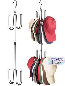Metal Hat Organizer Hanger, Multi-Layer Baseball Cap Storage Rack, Space Saving Closet Hanging Hook Holder For Caps, Bags, Scarves - Multicolor - View 1
