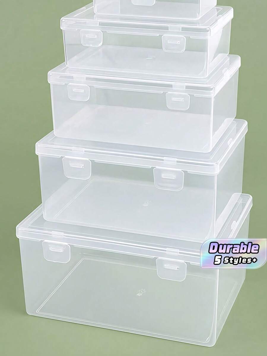 Rectangular Clear Plastic Storage Box With Flip Lid, Multipurpose Organizer For Fishing Tackle Jewelry Electronic Components Hardware Toys Home Organization - Multicolor - View 1