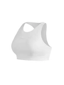 Cheerettes Women's Plus Size Solid Color Racerback Sports Bra Gym White Fall Curve Alternative Modest - White - View 8