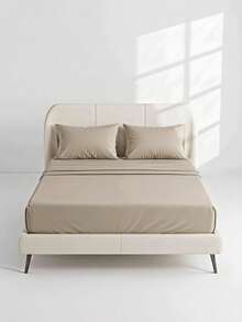 Veyra Day 4pcs/Set 100% Polyester Sheet Set Easy Care Bedding Set Fitted Sheet Set (1pc Flat Sheet+1pc Fitted Sheet+2pcs Pillowcases) Fitted Sheet Set King Queen Full TWIN SIZE Sheet Deep Pocket Up To 35cm , Breathable Better For Sleep - Khaki - View 8