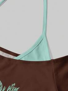 Attitoon 女款休閒復古字母印花拼色假兩件式T恤 Y2K - 彩色 - 查看 7