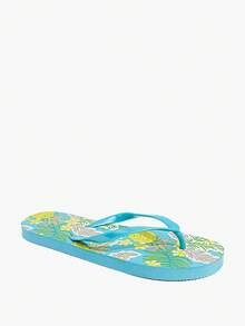 Grefit Sandal Jepit untuk Wanita, Motif Bunga Tropis Musim Panas, Sandal Selop, Sederhana, Sandal Pantai untuk Liburan - lemon hijau - View 8