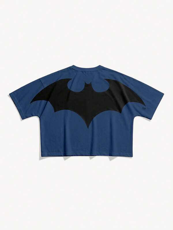 BATMAN X SHEIN STYNVO Men's Bat Pattern Casual Daily Short Sleeve T-Shirt