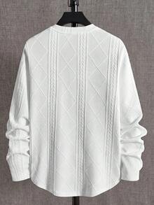EASEVO Men's Plus Size Casual Versatile T-Shirt For Spring And Autumn - White - View 2