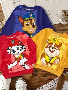 SHEIN | PAW Patrol GraphicGems 小男孩 Achi Maomao Xiaoli 3件組卡通圓領衛衣套裝，兒童春秋長袖多件套服裝 - 彩色 - 查看 3