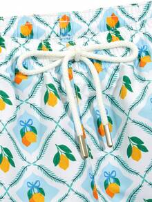 Manfinity Swimmode Men's Drawstring Waist All-Over Print Casual Vacation Beach Shorts - Mint Green - View 4