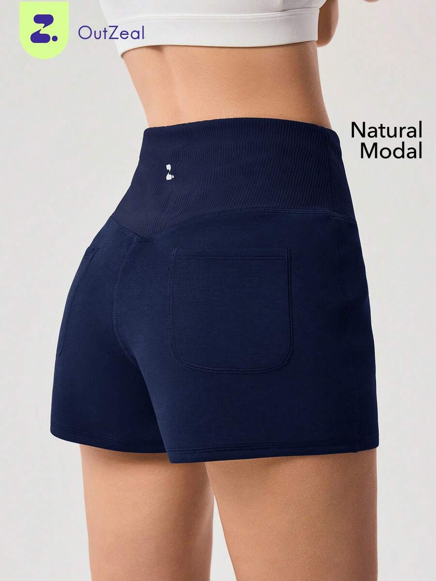 OutZeal Gym Shorts Women Sports Shorts Yoga Casual Fitness Soft Ribbed High Waist Active Bottom Summer - ultramarine blue - View 1