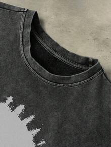Manfinity Roghcode Men's Casual Crew Neck Everyday Wear Washed Top, Holiday - Grey - View 4